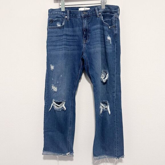 KanCan Veda Straight Leg Cropped Boyfriend Jeans Destroyed All Cotton 13/30 - Picture 3 of 9